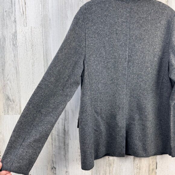 Talbots Petites Blazer Womens 12 Grey Wool Blend Jacket Felted Knit Lightweight - Picture 7 of 10